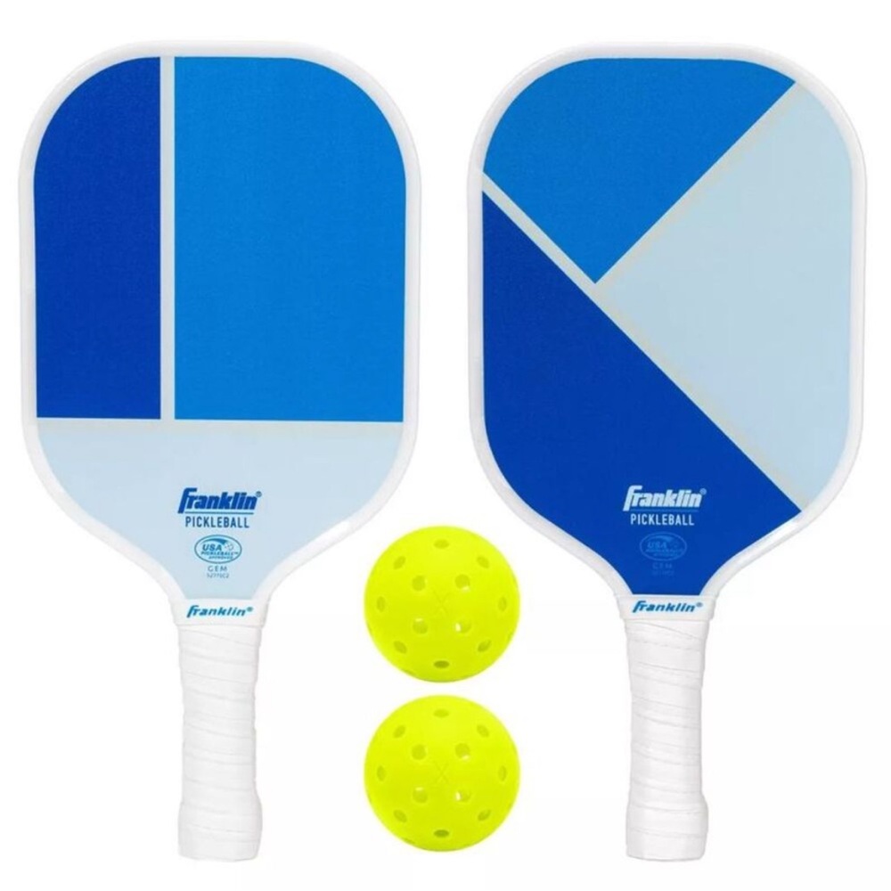 Franklin Sports 2-Player Poly Pro Pickleball Set with Balls, Blue/Light Blue,NIB